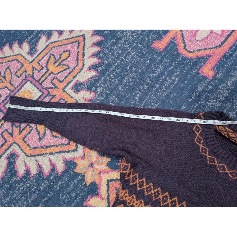 COLUMBIA Fair Isle Wool Blend Nordic Knit Sweater Purple Orange Womens Sz‎ SMALL